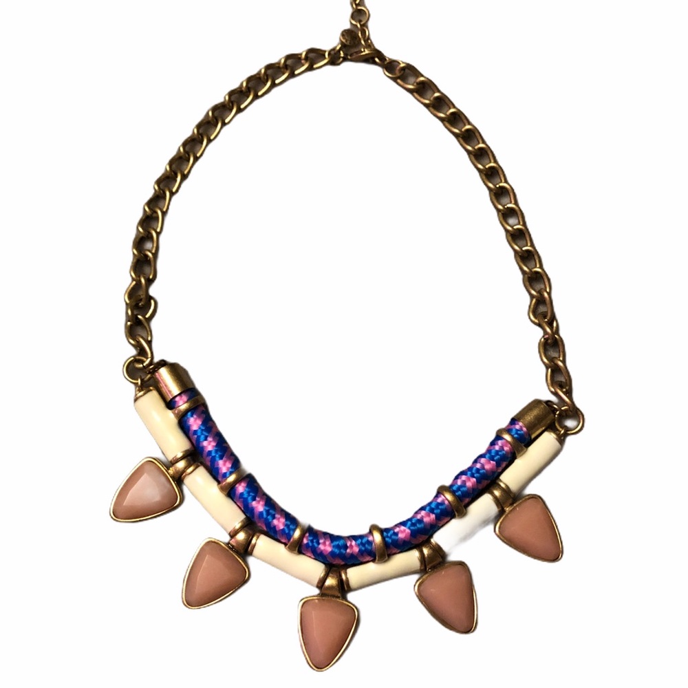 JCrew Factory Pink and Blue Rope Necklace